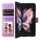 thumbnail image 3 of Funda tipo cartera FOXDOCK para Samsung Galaxy Z Fold 3 , diseño girasol en relieve, cuero PU, cierre magnético, soporte y tarjetero, 3 of 5