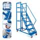 thumbnail image 1 of Escalera Industrial Tipo Avión 6 Peldaños 1,5m + Plataforma Azul, 1 of 12