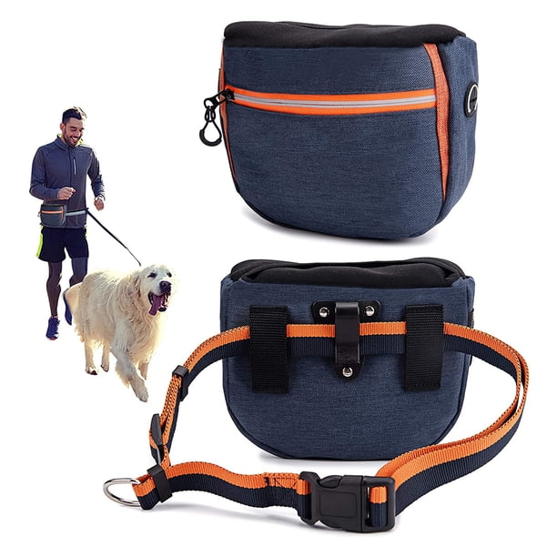 Bolsa de golosinas para entrenamiento de perros, bolsa de paseo portátil con cierre automático y cinturón ajustable, bolsa de entrenamiento de tela Oxford con dispensador de bolsas para excrementos.