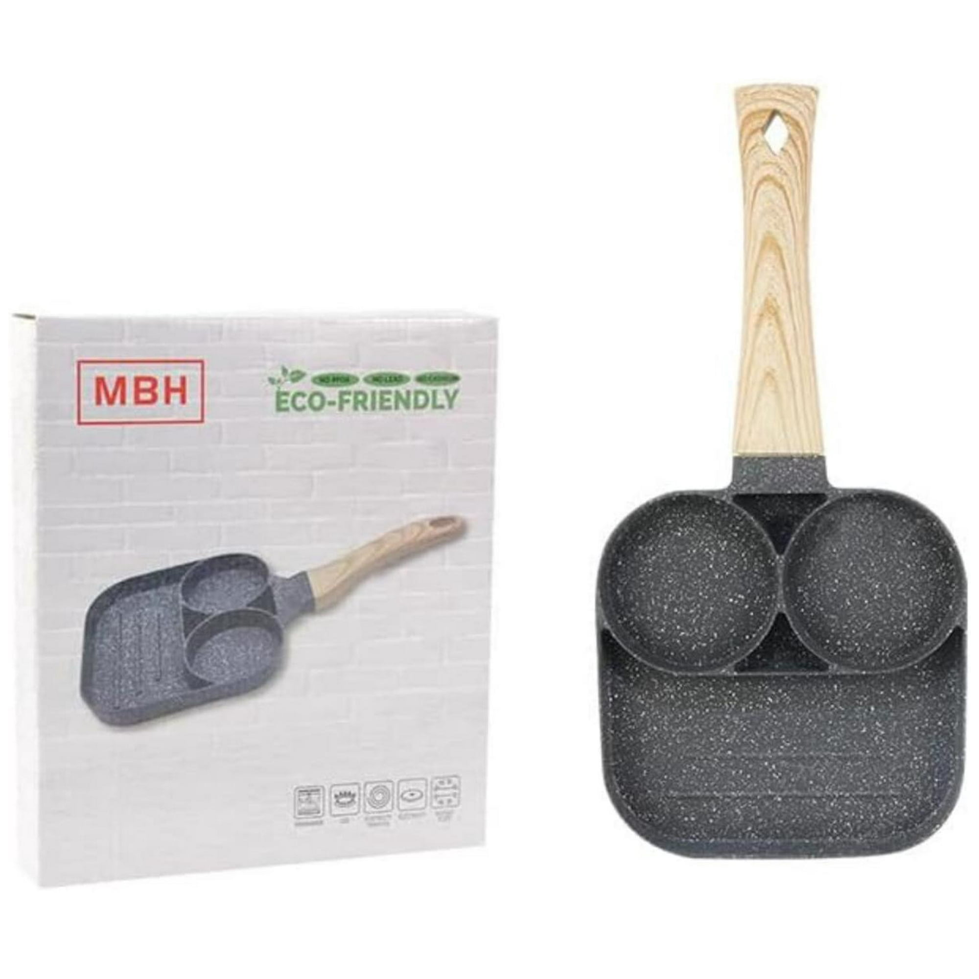 Genérico - Sartén Antiadherente Con 3 Divisiones Negro