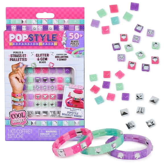 Paquete de expansión para hacer pulseras Cool Maker PopStyle con más de 50 cuentas