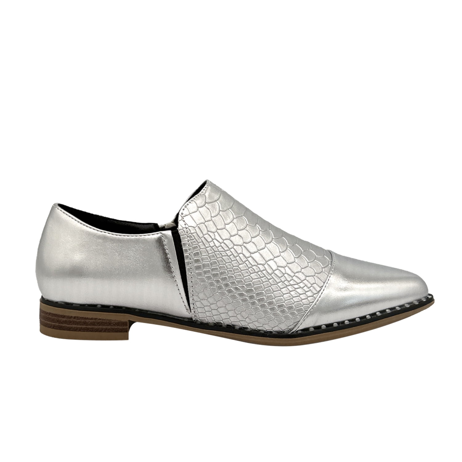Danicolle Calzado - Zapato Para Mujer Croco Plateado Danicolle