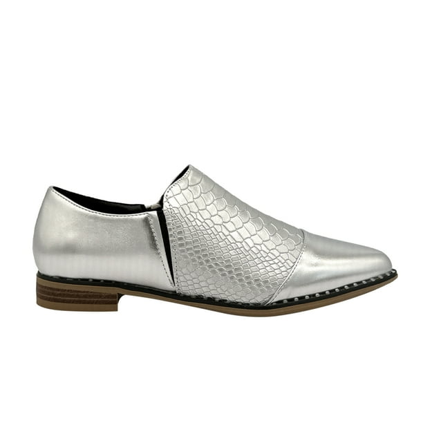 Zapato para mujer croco Plateado Danicolle