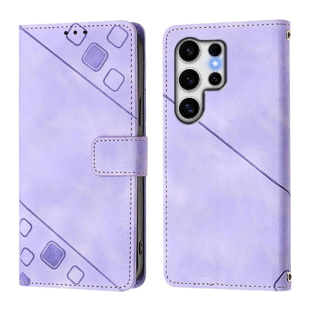 Funda Cartera para Samsung Galaxy S25 Ultra con Soporte y Ranuras, Resistente a Golpes y Rayones Morado