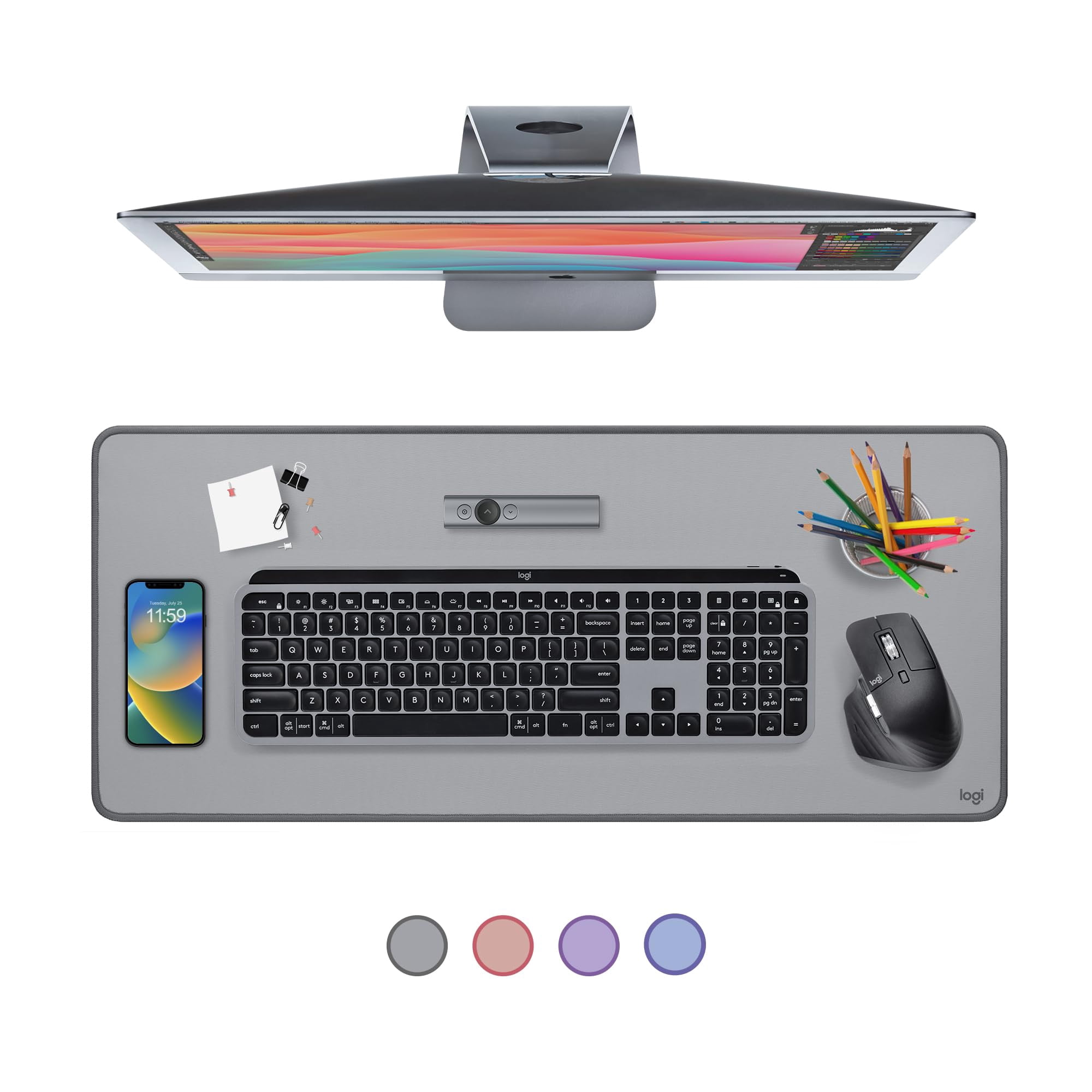 Alfombrilla De Escritorio Logitech Studio Series Multifuncional De Color Gris Medio