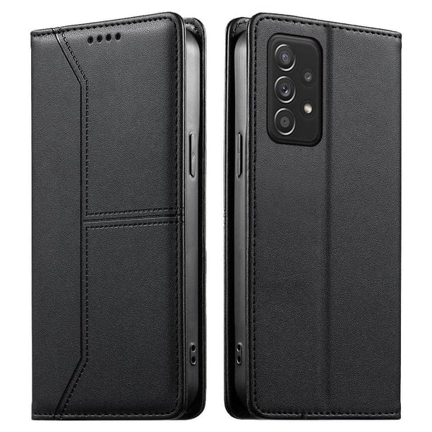 Funda tipo cartera con bloqueo RFID para Samsung Galaxy A52/A52s cubierta magnética de cuero con tapa y soporte Negro