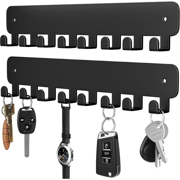 Portallaves Pickpiff 8 ganchos, pack de 2, 6 kg, negro
