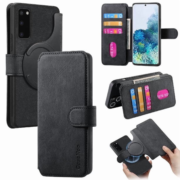 Funda Billetera Magnética para Samsung Galaxy S20 Soporte Tarjetas Desmontable Negro