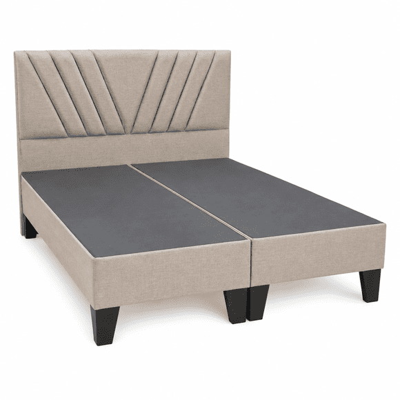Base Americana 2 Plazas con Respaldo Modelo V Tapizado en Lino Beige