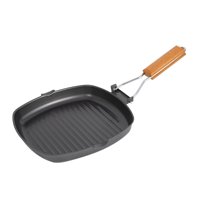 Magideal - Sartén De Hierro Para Parrilla Con Mango Plegable, Sartén Para Huevos, Fondo Plano, Sartén Ligera Para Exteriores, Parrilla Para Barbacoa, Sartén Para