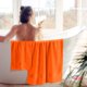 thumbnail image 4 of Juego de toallas BOUTIQUO, paquete de 6 paños de algodón para baño y manos, color naranja, 4 of 4