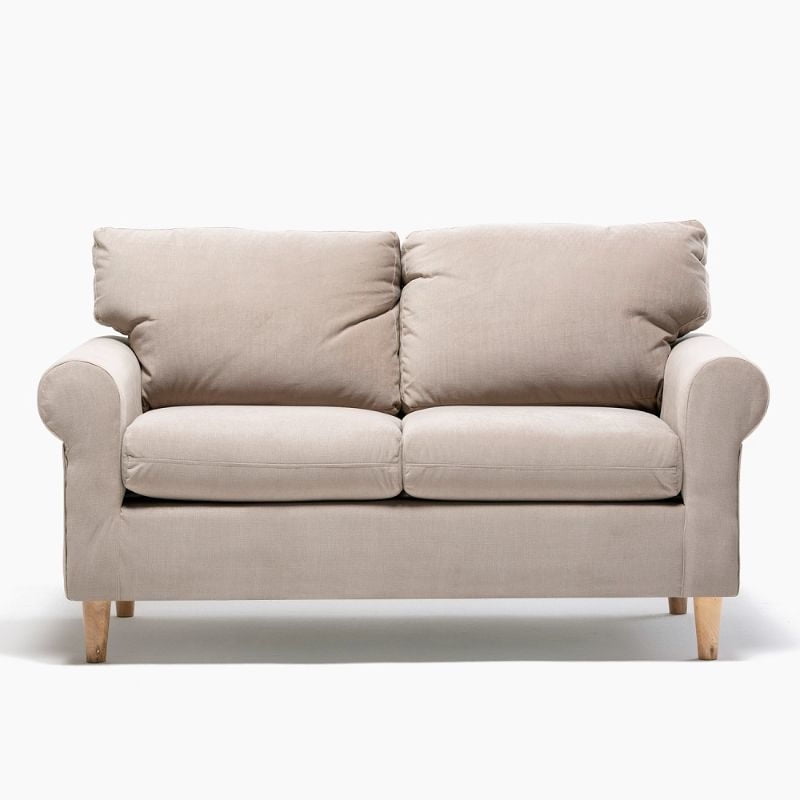 Kea - Sofá Retro 3 Cuerpos Tela Beige