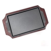 Genérico - Platos De Fierro Fundido 25*15Cm Con Base De Madera Ideal Para Preparaciones Calientes Parrila