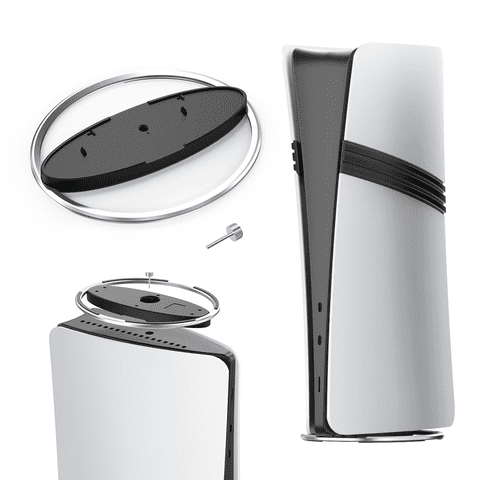 Genérico - Soporte Metálico Vertical Con Base Antideslizante Compatible Con La Consola Playstation 5 Slim/Pro - Soporte Portátil Para Consola De Juegos Ps5 Host-Negro Plata