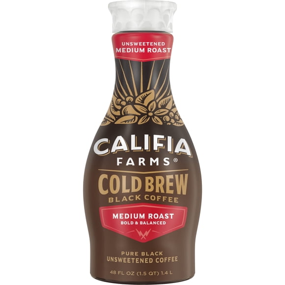 Café frío Califia Farms, negro puro, tostado medio, 1,42 litros