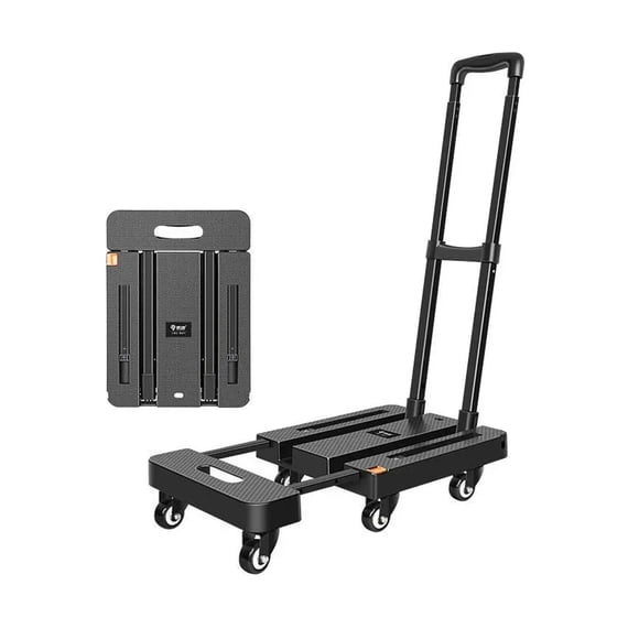 Carro Yegua de Carga Plegable 6 Ruedas Base Extensible Be Design Negro 56.5 x 32 cm