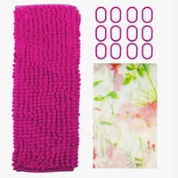 Decoexpress - Cortina De Baño 180X180 Impermeable + 12 Ganchos Y Piso De Baño Arcoiris