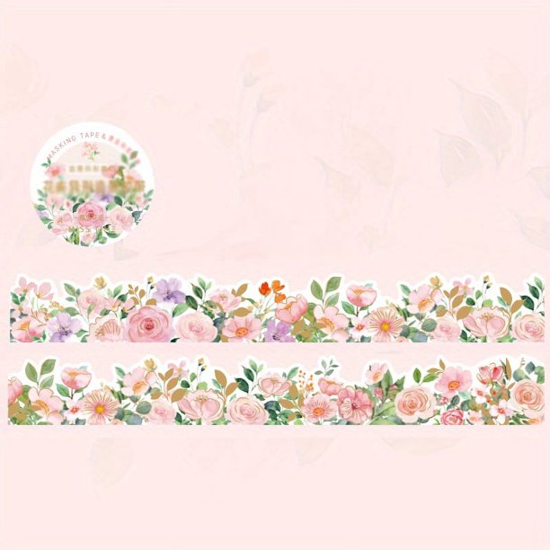 1 Volume Bronzing Washi Tape,118.1inch*1.18inch Special-shaped Cutting Patterns Of Flowers,Decorative Adhesive For DIY Crafts, Gift Wrapping, Scrapbooking Supplies, Party Decorations