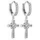 thumbnail image 2 of Pendientes , material de 14K chapado en oro Pendientes pequeños Pendientes de tuerca para hombres Mujeres Graduación Bodas Navi , Plata 1.1x0.39 pulgadas, 2 of 5
