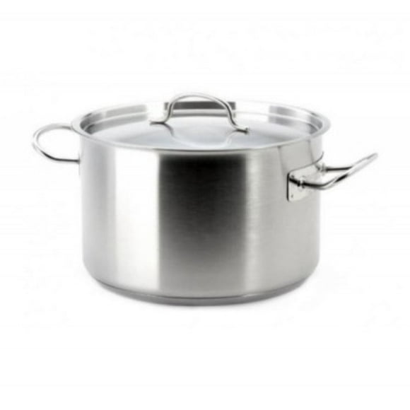 Cacerola Alta con Tapa 24lt Acero Inoxidable 36x24cm Wolfen