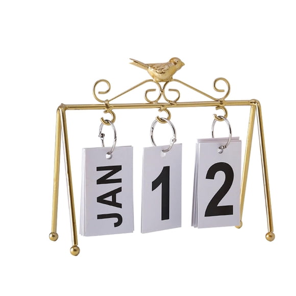 Calendario De Escritorio, Calendario De Escritorio Perpetuo Con Tapa Para Farmhouse Office Gold