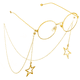 thumbnail image 1 of Cadena para gafas hecha a mano con colgante de cinco estrellas de plata y cuerda de metal antideslizante popular, 1 of 5
