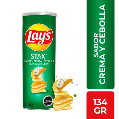 Papas Fritas Tarro Stax Crema Y Cebolla 134 G Lay'S