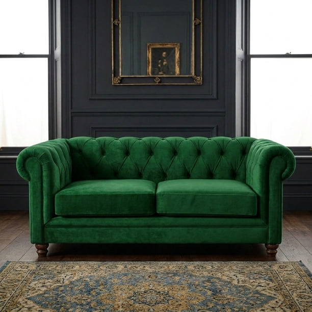 Sofa Florencia 2C Tela Velvet Verde