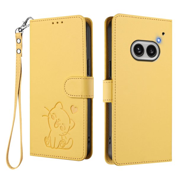Nothing Phone 2A Funda Billetera de Gato, Amarillo
