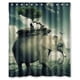 thumbnail image 1 of Cortina de ducha con diseño de elefante, con ganchos, tamaño 60 x 72 pulgadas, 1 of 3
