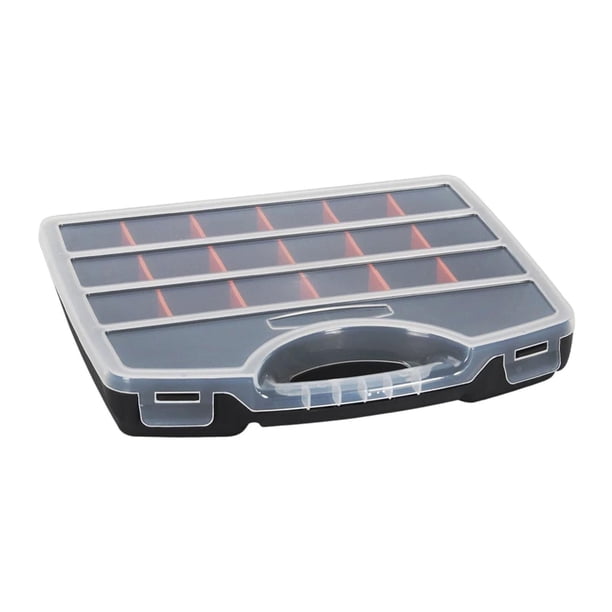 Caja organizadora de herramientas para señuelos de pesca con mosca, portátil y versátil, con divisores extraíbles para tuercas, pernos y manualidades.
