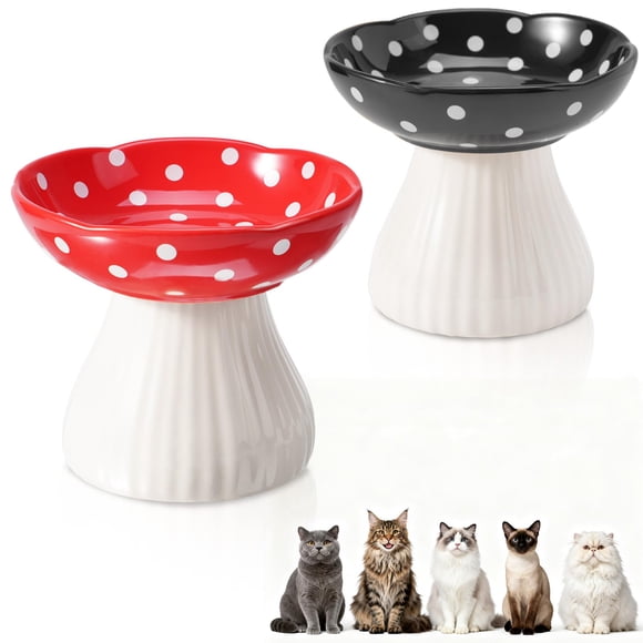 Tazón Elevado de Cerámica Rojo y Negro para Gato giciubui