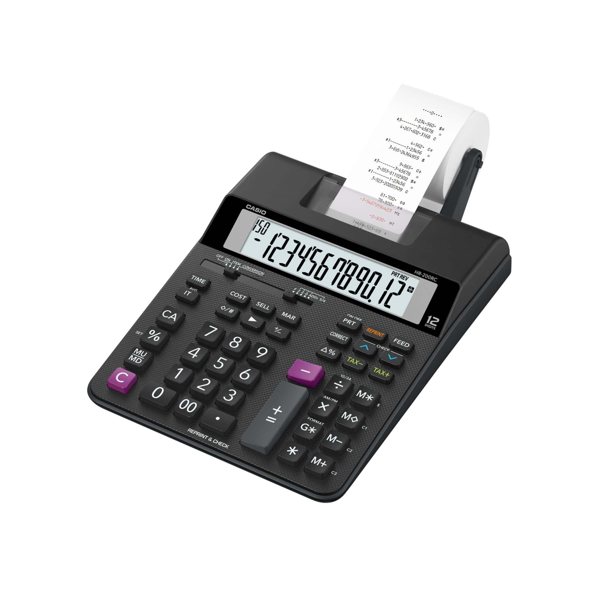 Calculadora De Impresión Casio Hr-200rc Mini-desktop De 12 Dígitos
