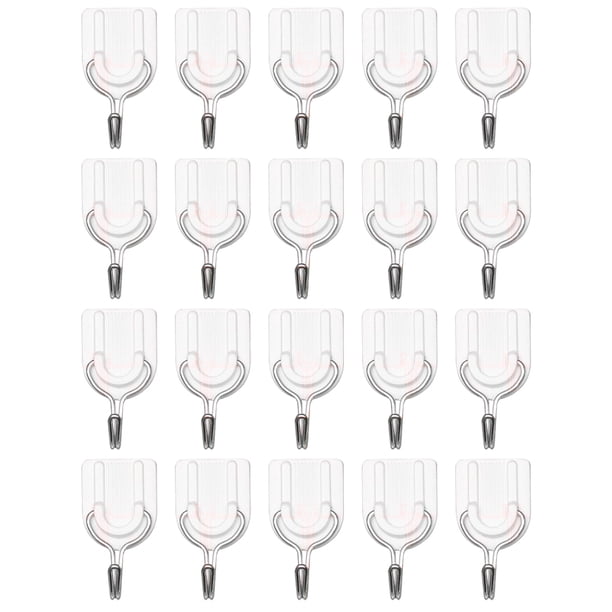 Ganchos adhesivos de plástico blanco, 20 unidades, para colgar en la pared, resistentes a los daños.