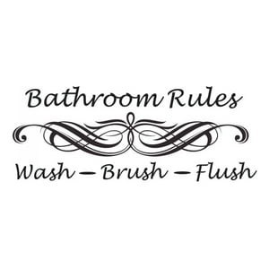 Rienda Libre Graphics - Decomural Bathroom Rules Wash Brush Flush Ws-40925