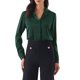 thumbnail image 1 of INSPIRE CHIC Camisa Leotardo Abotonada para Mujer de Satén Manga Larga con Solapa Muesca para Trabajo de Negocios M Verde Oscuro, 1 of 6