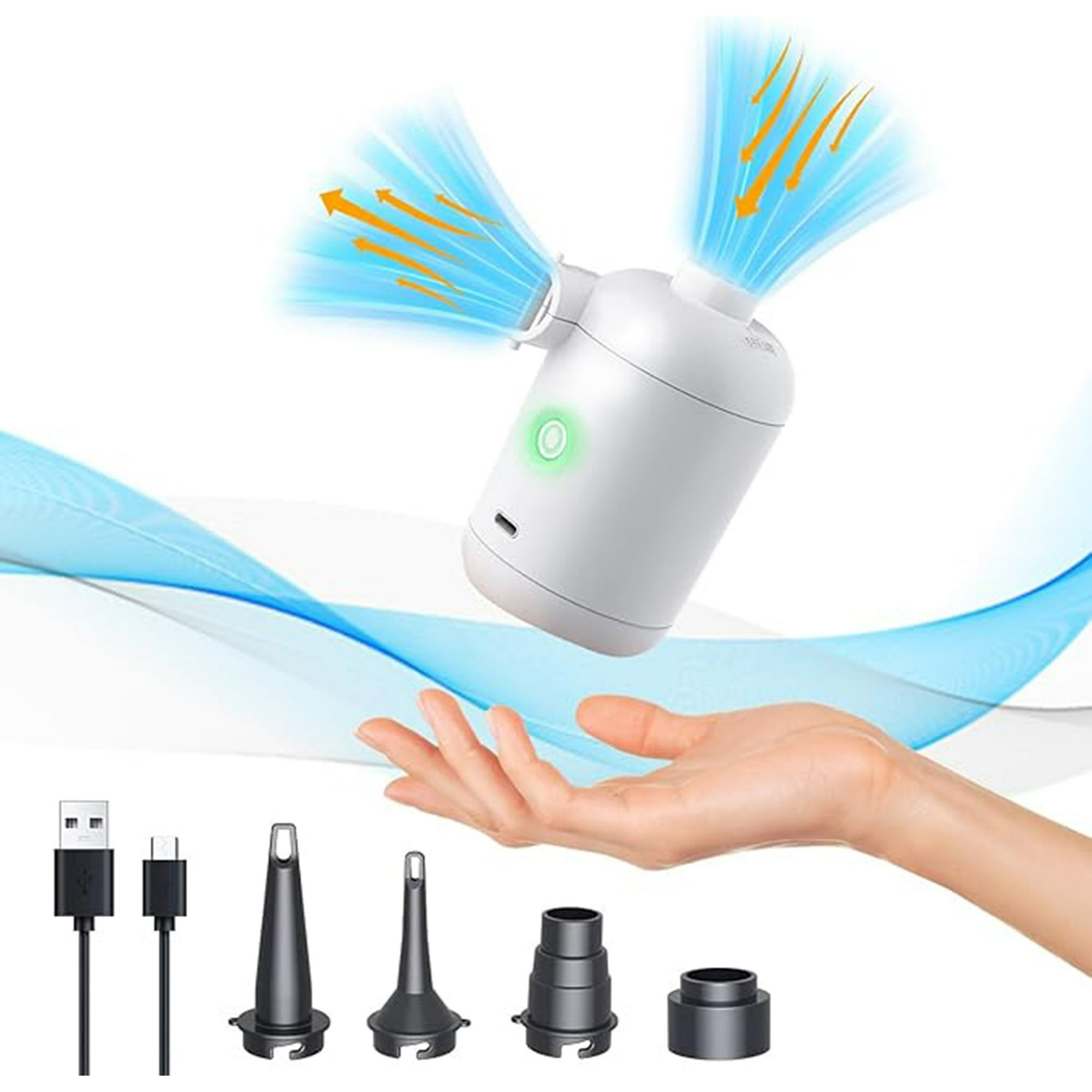 Veat00l - Bomba De Aire Eléctrica Con 4 Adaptadores De Boquilla, Ideal Para Bolsas De Vacío, Colchones Inflables, Juguetes Inflables, Campings