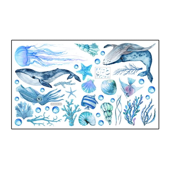 Pegatina De Pared De Animales Marinos Bajo El Mar Para La Bañera De La Habitación De Los Niños.