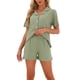 thumbnail image 1 of INSPIRE CHIC Conjunto de Pijama para Mujer 100% Algodón Manga Corta con Botones Ropa de Dormir con Bolsillos y Pantalones Cortos con Cintura Elástica S Verde, 1 of 6