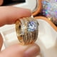 thumbnail image 4 of 3pcs Luxury 18k Gold Plated Zircon Set Ring for Women - Fashionable Engagement and Wedding Jewelry, 4 of 4