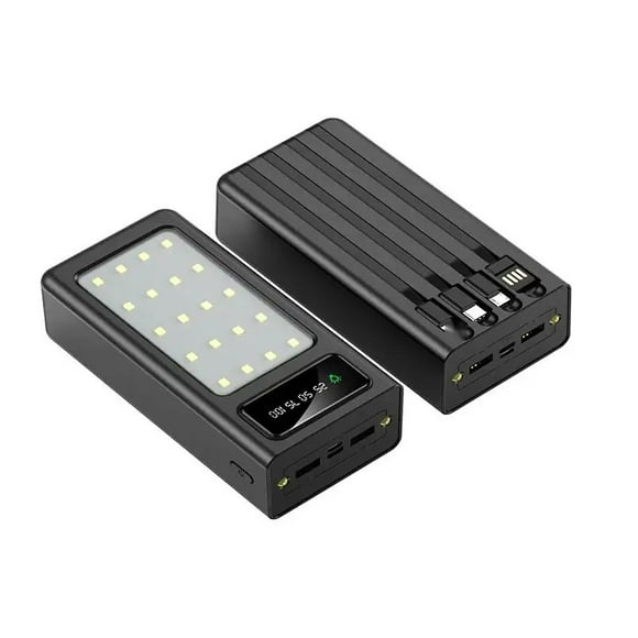 Batería Portátil Power Bank 30000mAh Carga Rápida y Luz de Emergencia