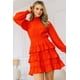 thumbnail image 2 of Vestido Mini Con Volantes Escalonados Cuello Fruncido Y Manga Larga, 2 of 5