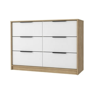 Fmfurniture - Comoda 4 Cajones 2 Puertas Fm-003C - Cafe Claro Y Blanco