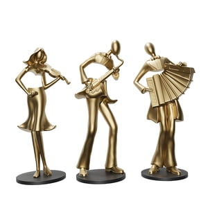 Bothyi - 3X Estatuilla De Músico Escultura Reproductor De Música Estatua Para Decoración De Dormitorio De Oficina