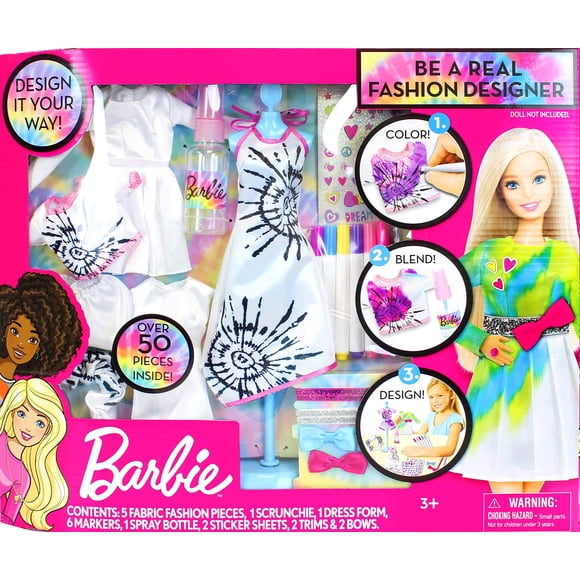 Set de diseñador de moda Barbie Tie-Dye con 5 modelos y coleteros