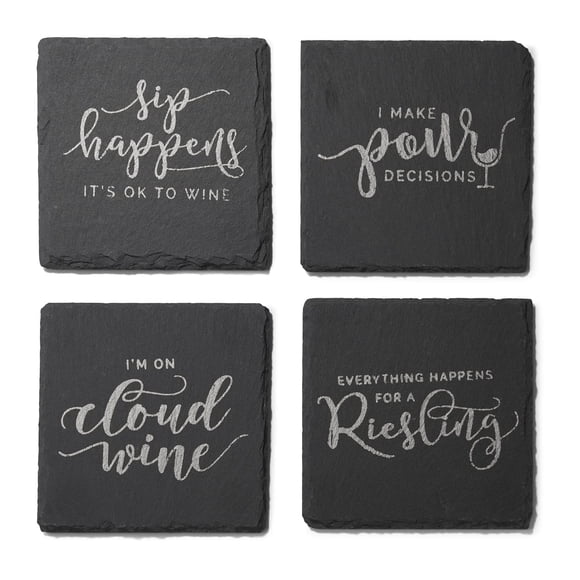 Juego de 4 pizarras Coasters American Atelier, color plateado, 10 x 10 cm