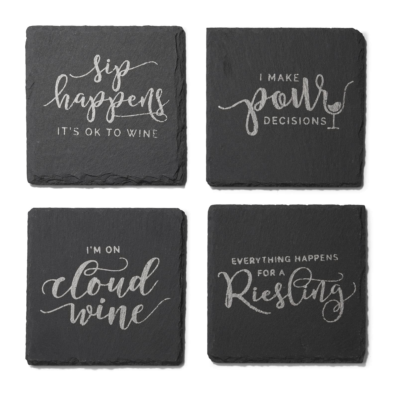 Juego De 4 Pizarras Coasters American Atelier, Color Plateado, 10 X 10 Cm