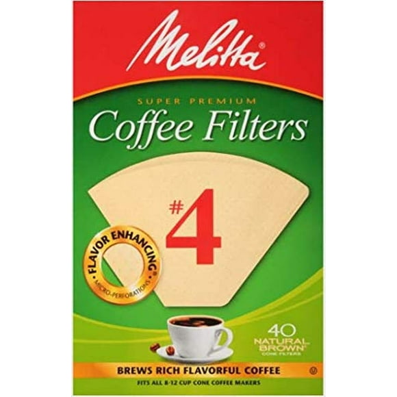 Filtros de cafe Melitta #4 Cono 40 count marron natural