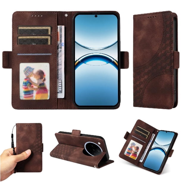 Carcasa FOXDOCK OPPO Find X8 de cuero PU, diseño acolchado clásico, protección contra caídas y rayones