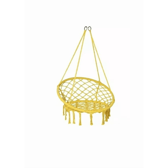 Silla Colgante Muna Tejida Amarilla Tipo Columpio Decorativa